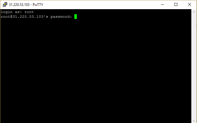 PuTTY SSH Terminali Görüntüsü