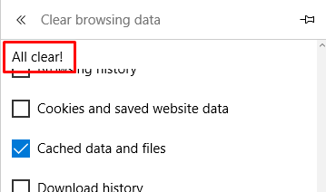 Microsoft Edge Gözatma Verilerini Temizleme Sonuç