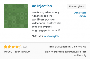 WordPress AdSense Eklentisi: Ad Injection