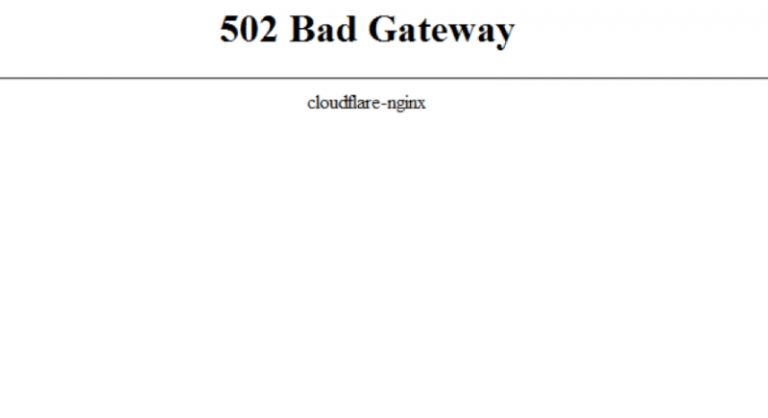 Cloudflare kullanımında 502 bad gateway hatası görünümü
