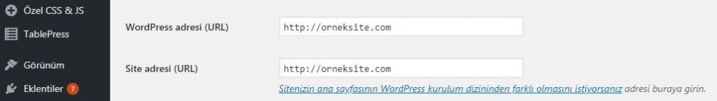 WordPress Site URL'si değiştirme
