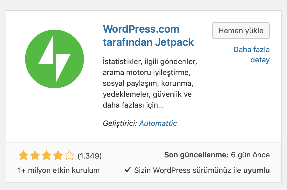 WordPress Jetpack eklentisi