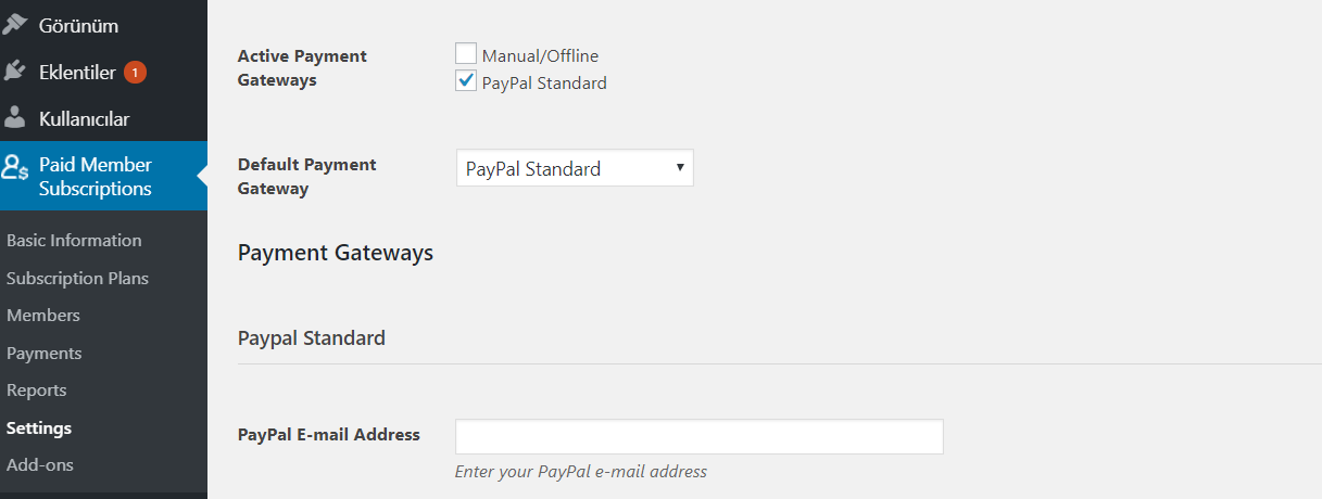 PayPal ödeme ayarlarınızı yapılandırmak.
