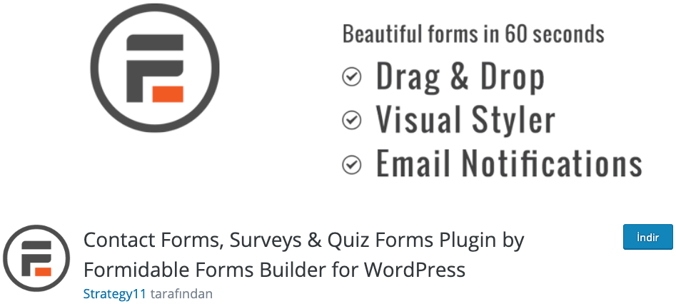Formidable Forms WordPress eklentisi