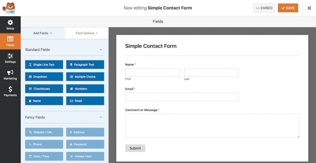 WP Forms'daki Ayarlar Sayfası