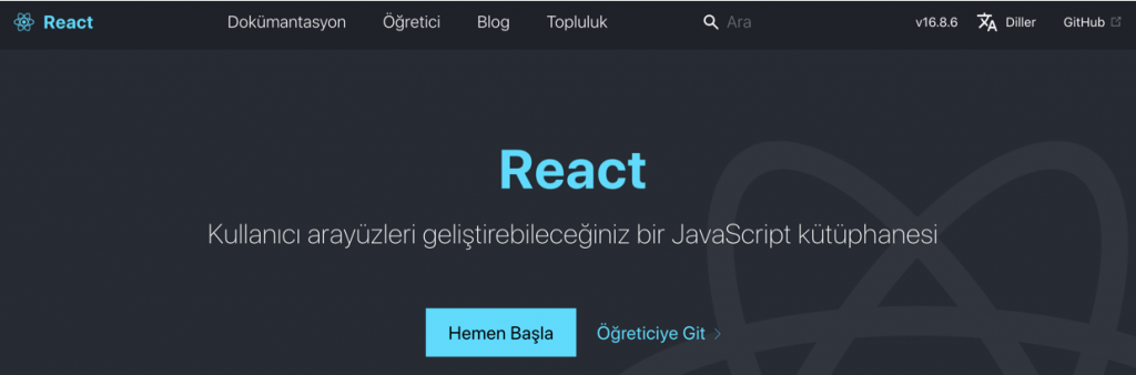 React nedir: react ana sayfası