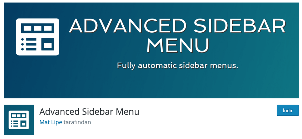 Advanced Sidebar Menu WordPress menü eklentisi