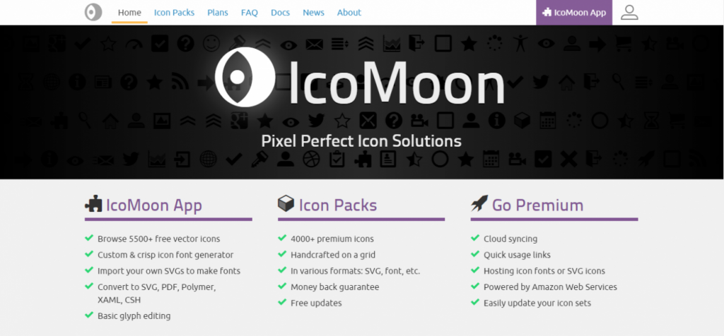 IcoMoon ana sayfası