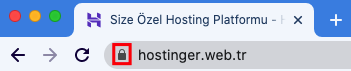 Hostinger web sitesinin SSL kullandığının simgesi olan yeşil kilit ikonu