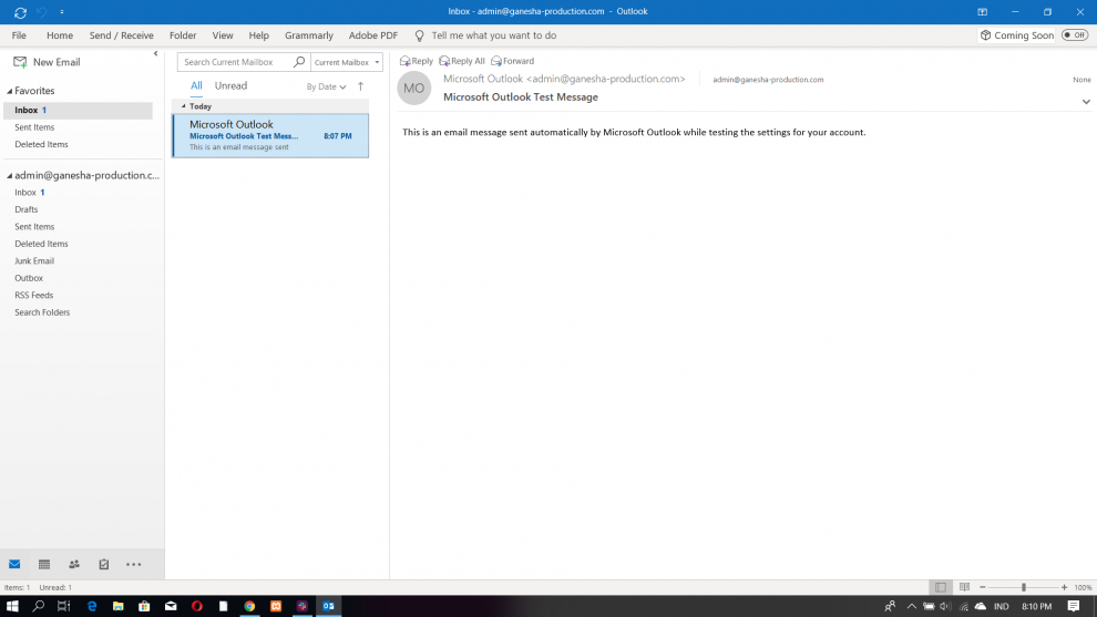 Microsoft Outlook 2016 arayüzü
