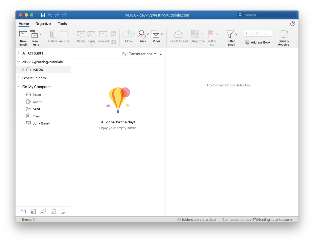 Giden ve gelen mailleri görmek için Outlook 2019 arayüzü